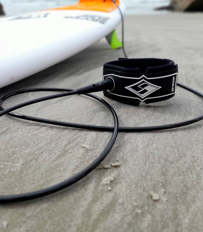 Leash Cordinha Surf Prancha a Venda 6 pés Comp Mais Fino Preto.